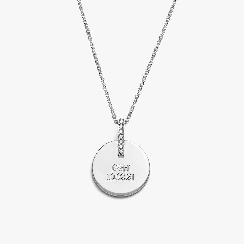 Karlie Engraved Necklace with Diamonds - Silver