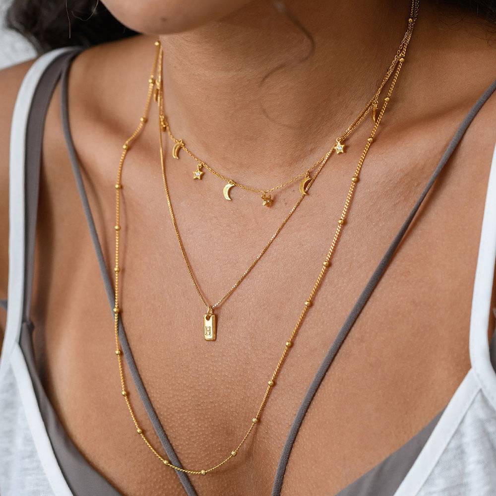 Lucille Initial Tag Necklace - Gold 