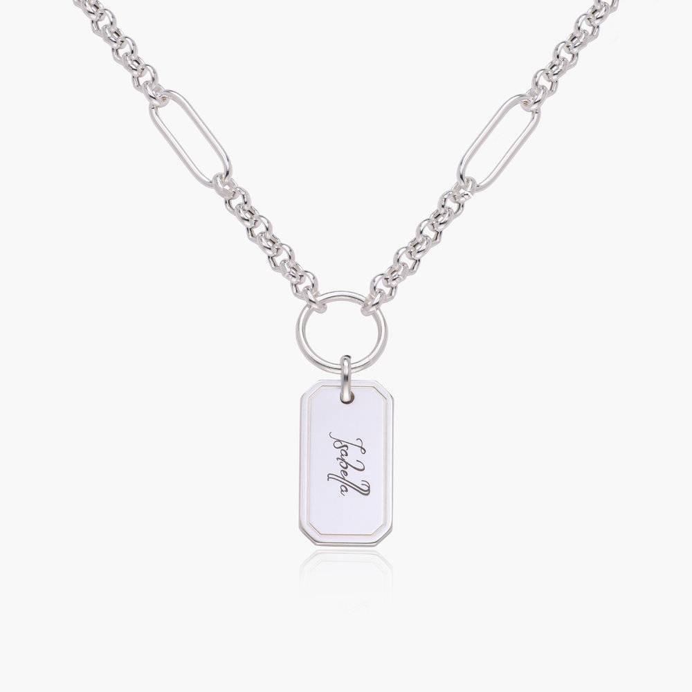 Lucy Chain Necklace with Engravable Tag - Silver