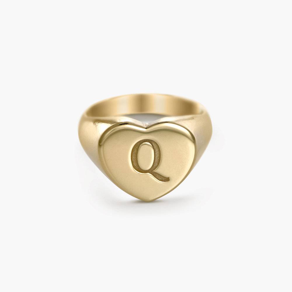 Luna Heart Initial Ring - Gold Plated