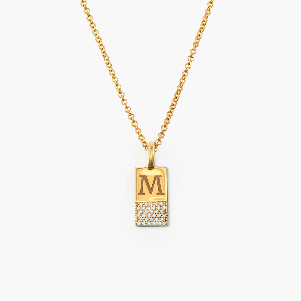 Luna Shimmer Initial Tag Necklace - Gold Plated