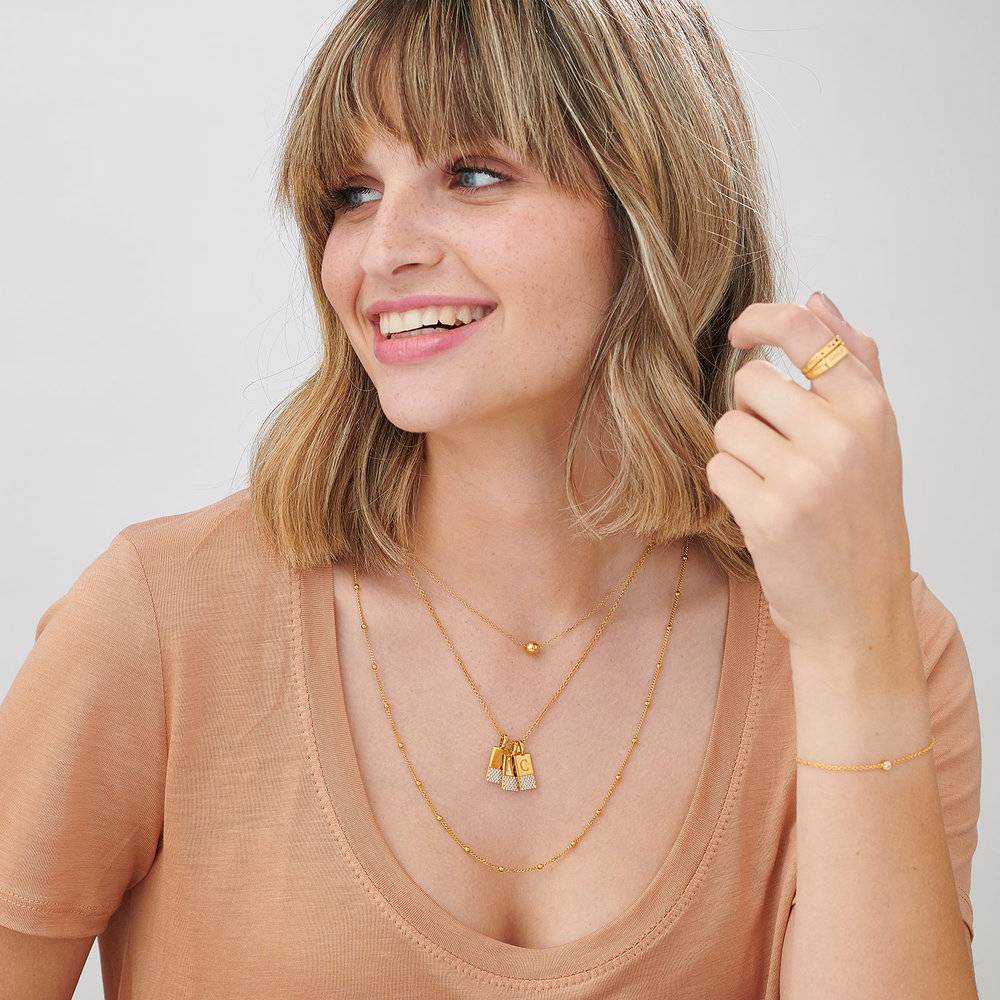 Luna Shimmer Initial Tag Necklace - Gold Plated