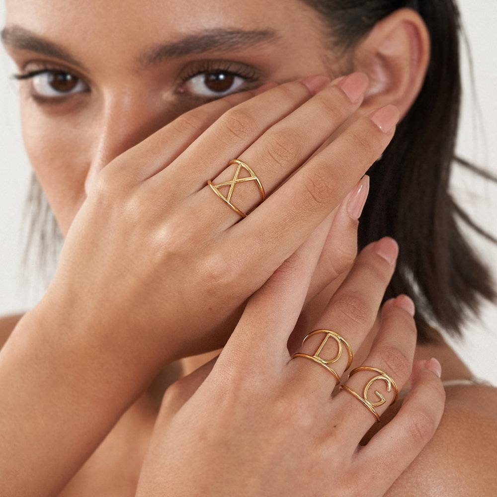 Mia Initial Cut Out Ring - Gold Plated
