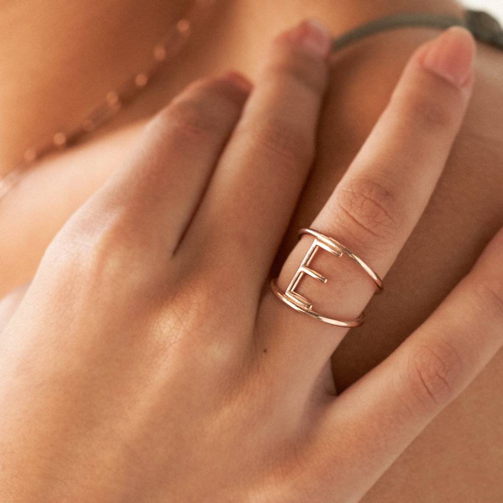 Mia Initial Cut Out Ring - Rose Gold Plated