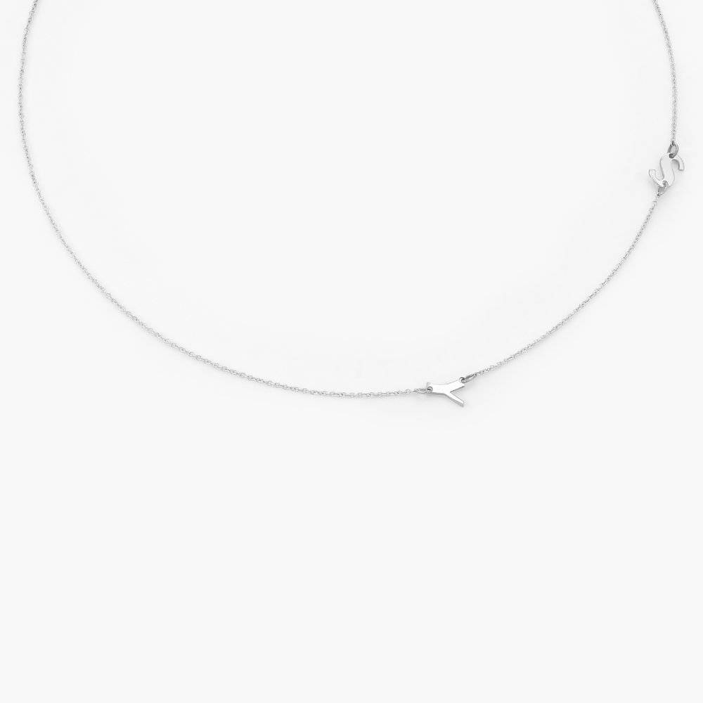 Mini Initial Choker Necklace - 14k White Solid Gold