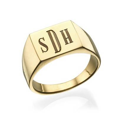 Monogrammed Signet Ring - Gold Plated