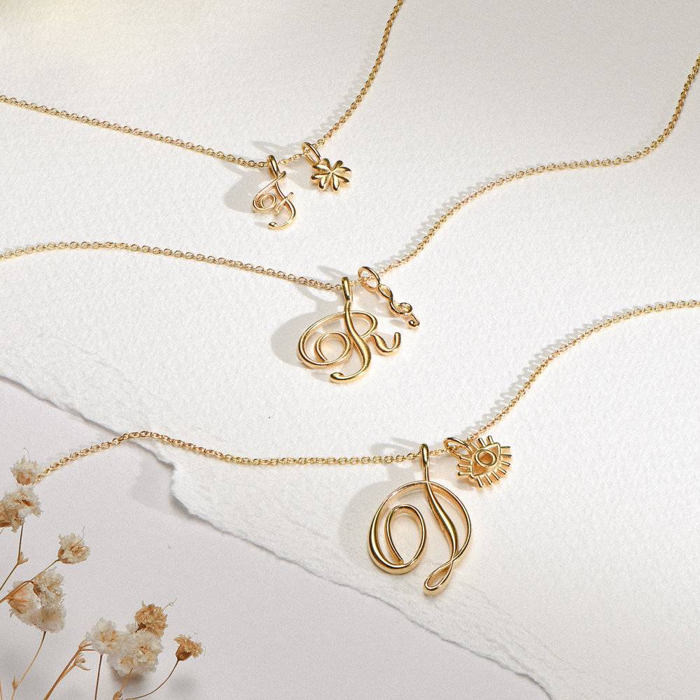 Nina Large Initial Music Note Necklace - Gold Vermeil