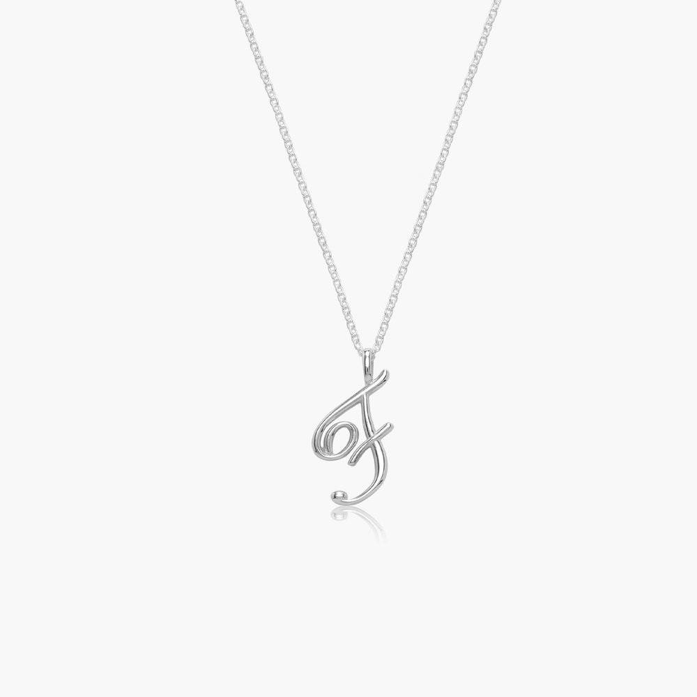 Nina Classic Initial Music Note Necklace - Silver