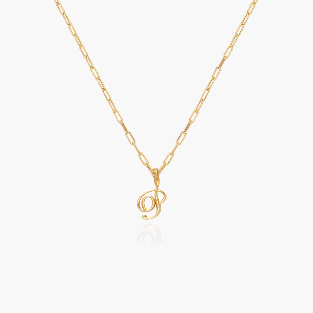 Nina mini Initial with Petit Link chain Necklace- Gold Vermeil