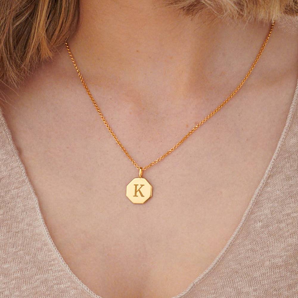 Octagon Initial Necklace - Gold Plated-1 photo du produit
