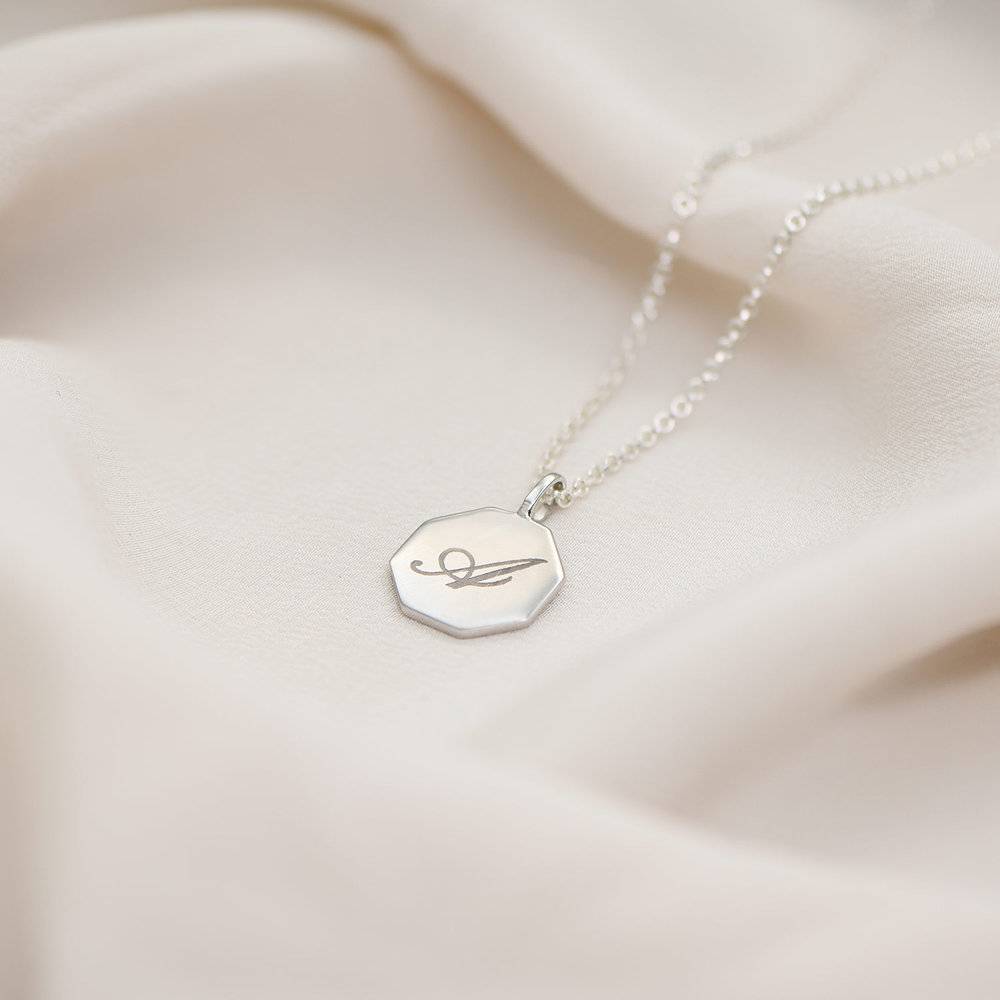 Octagon Initial Necklace - Sterling Silver-2 photo du produit