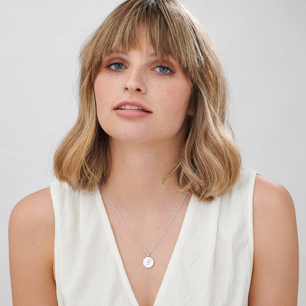 Octagon Initial Necklace - Sterling Silver-6 photo du produit