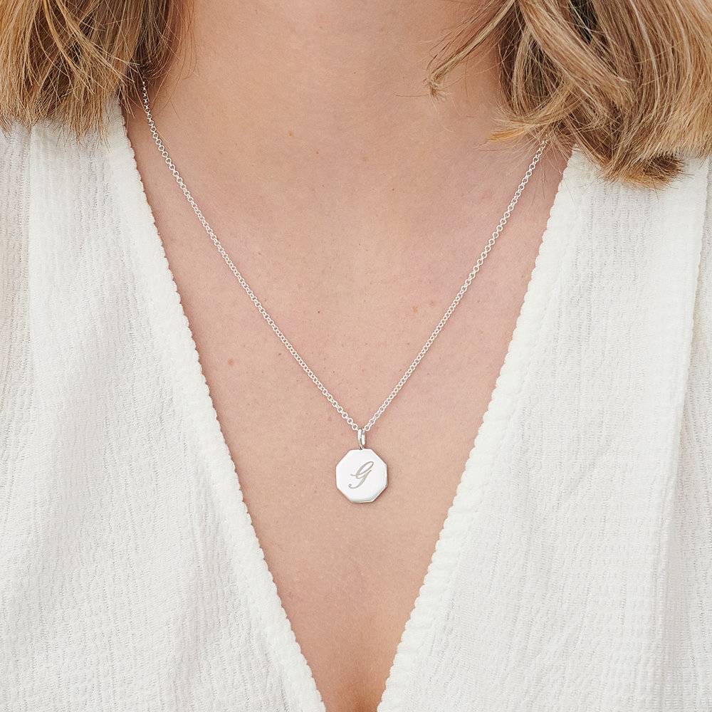 Octagon Initial Necklace - Sterling Silver-5 photo du produit