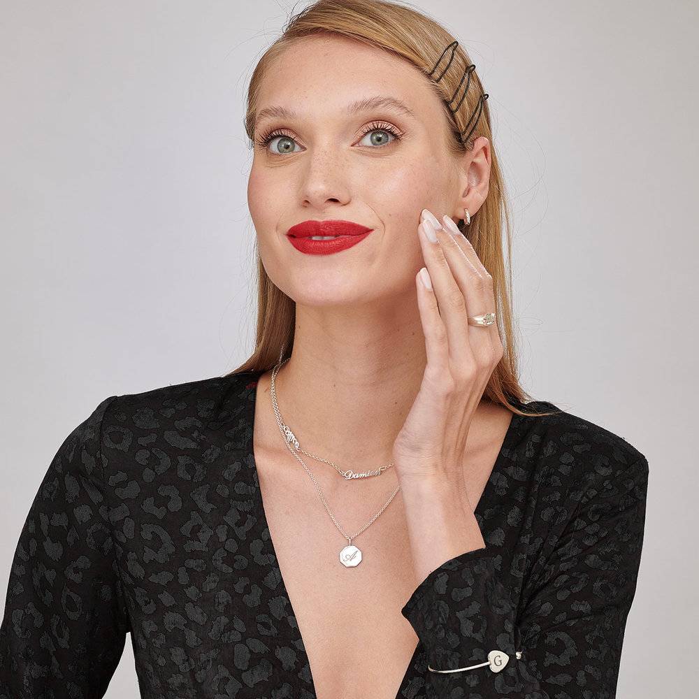 Octagon Initial Necklace - Sterling Silver-3 photo du produit