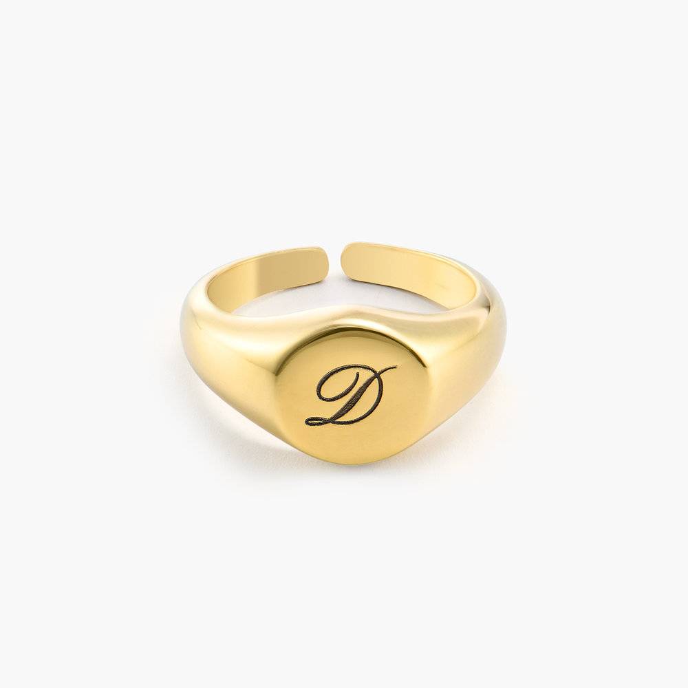 Personalized Initial Signet Ring - Gold Plating