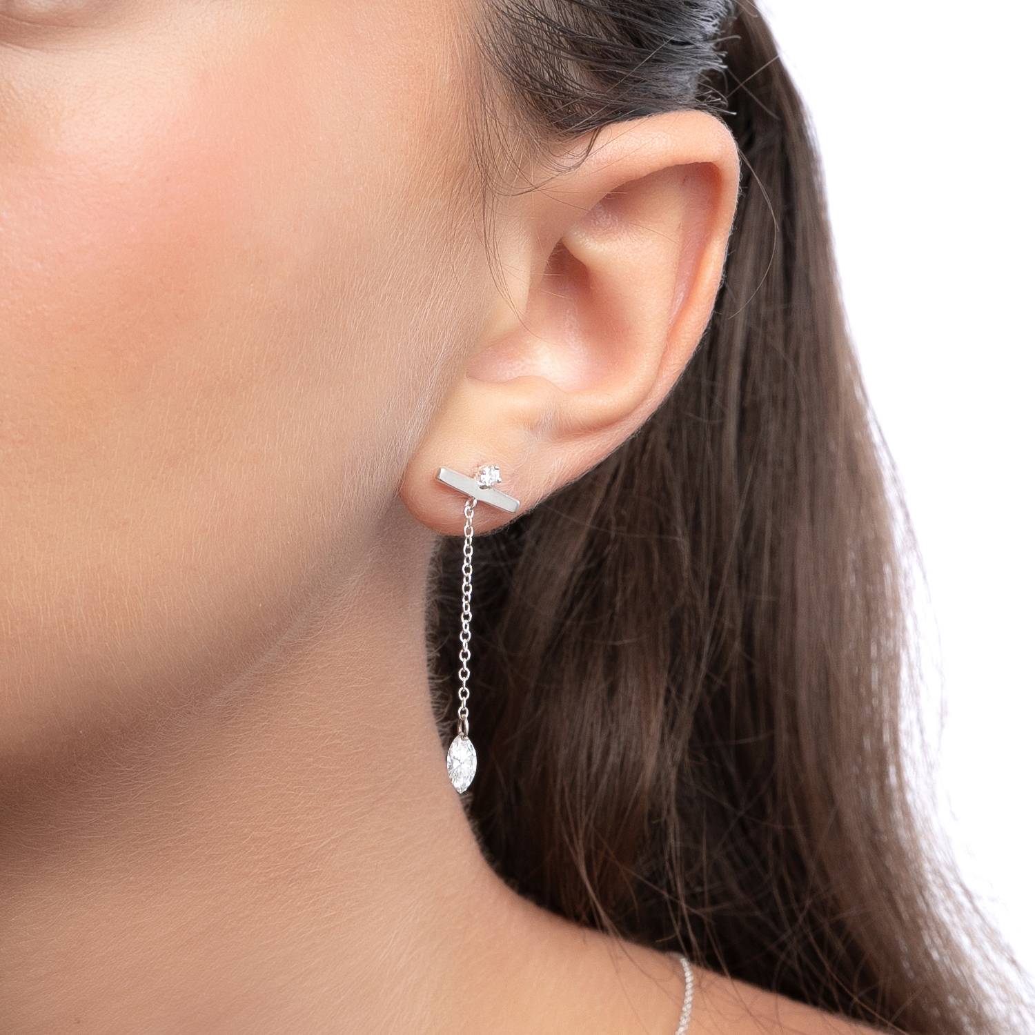 Capri Floating Diamond Stud Earrings- Silver-3 product photo