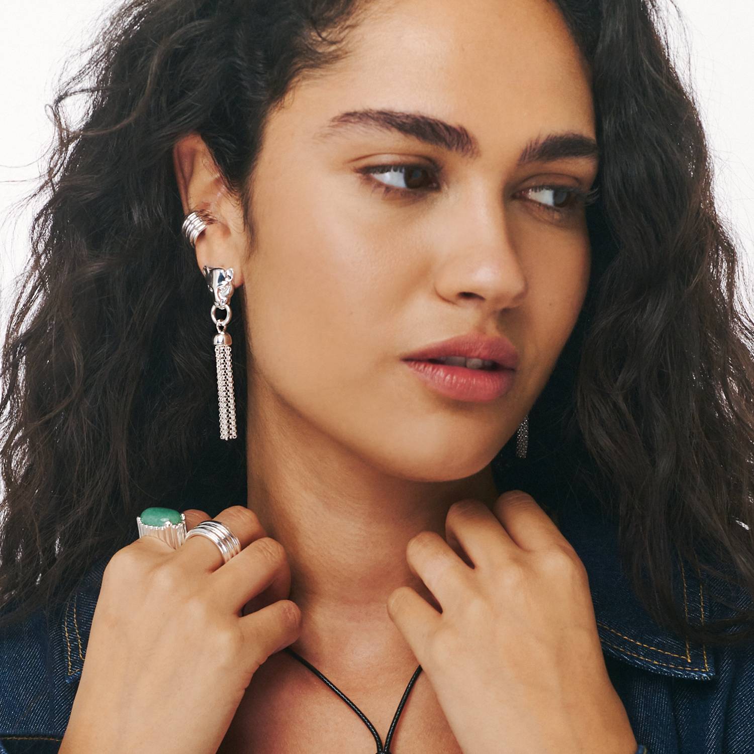 No. 03 — The Panther Earrings- Silver-4 product photo