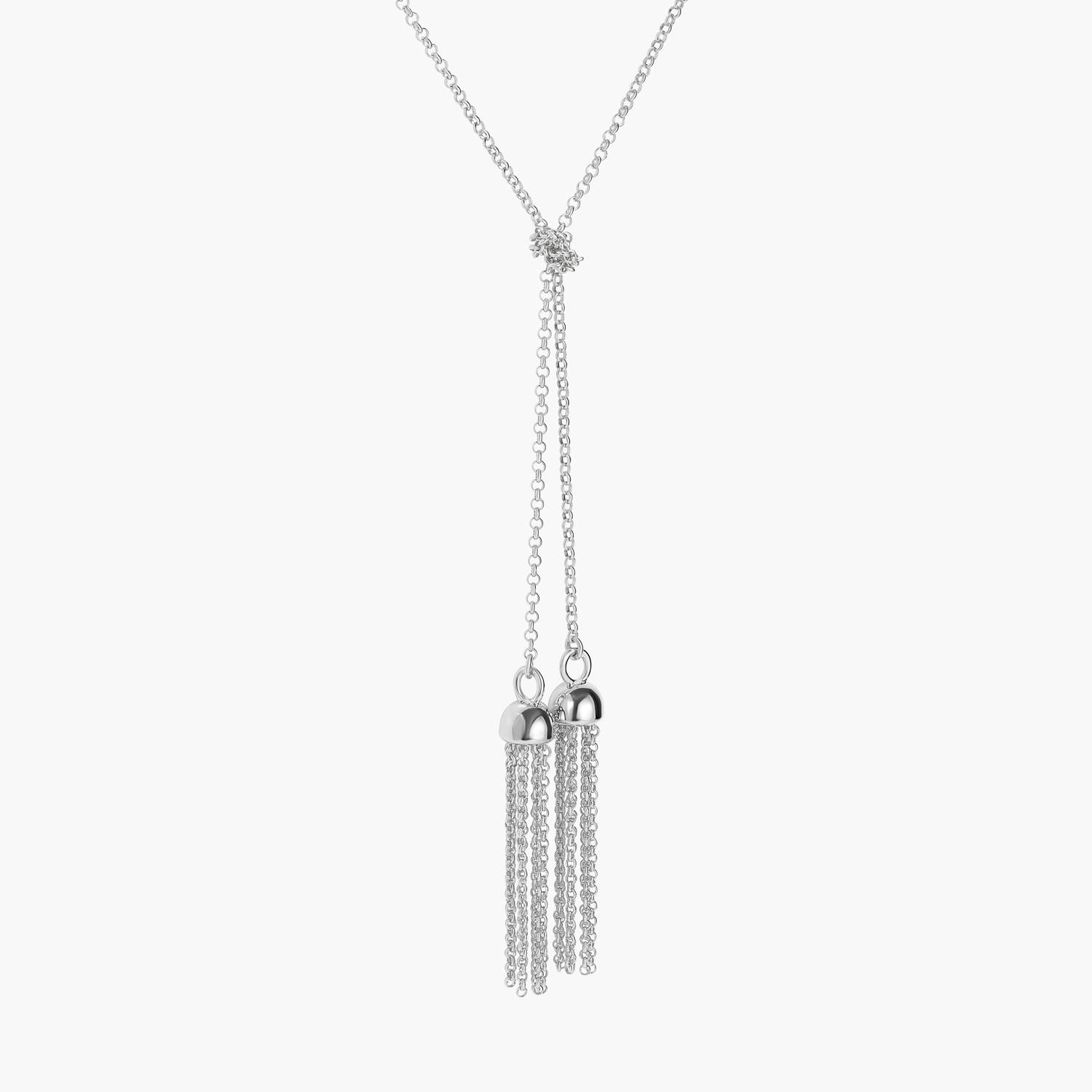 No. 10 —The Tassel Tie Necklace- Silver-1 product photo