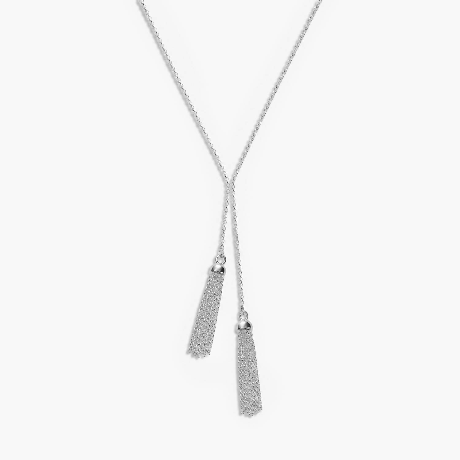 No. 10 —The Tassel Tie Necklace- Silver-4 product photo