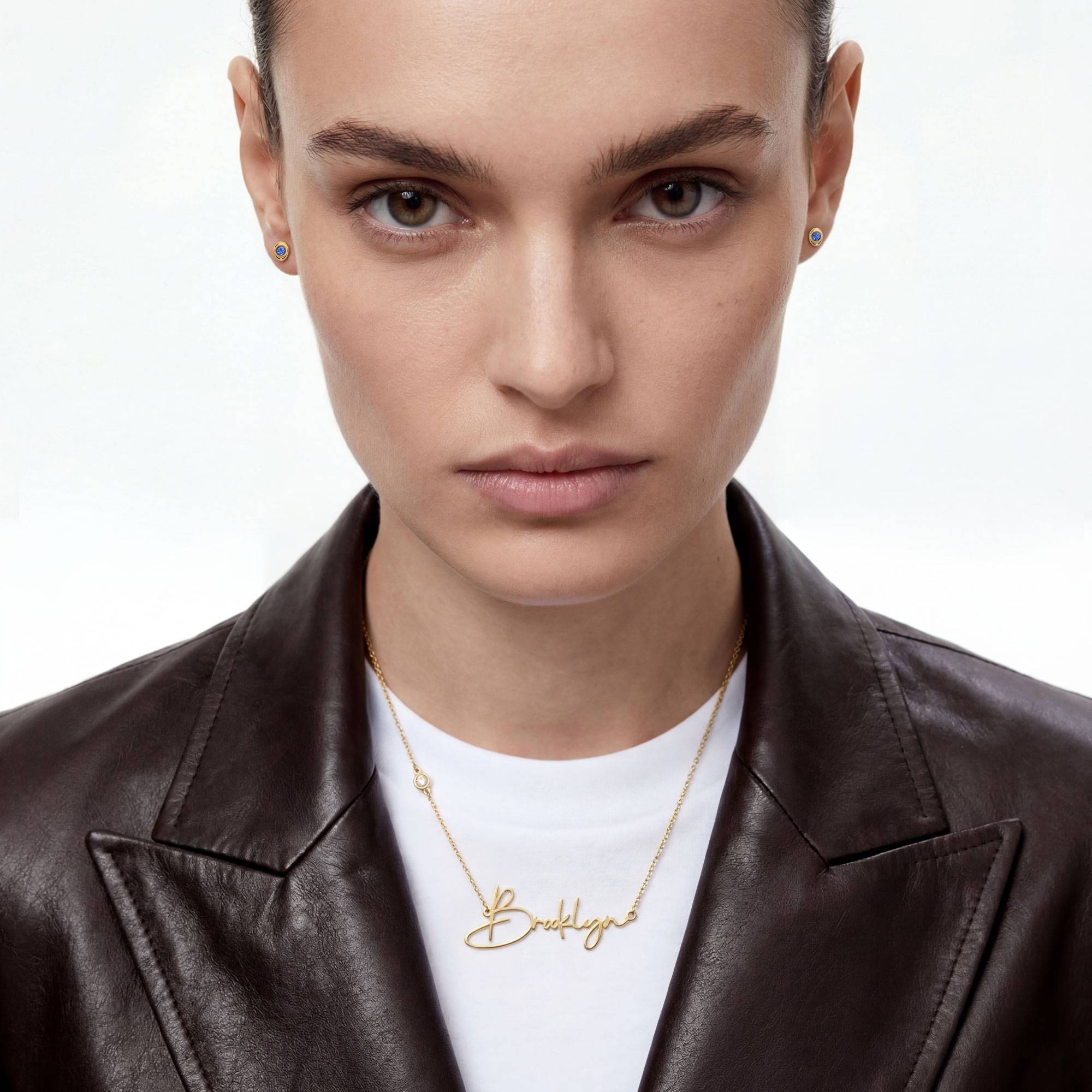 Belle Custom Name Necklace with Diamond - 10k Solid Gold-3 product photo