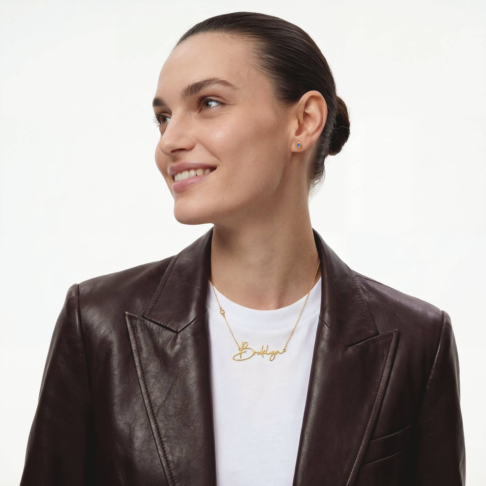 Belle Custom Name Necklace with Diamond - 10k Solid Gold-2 product photo