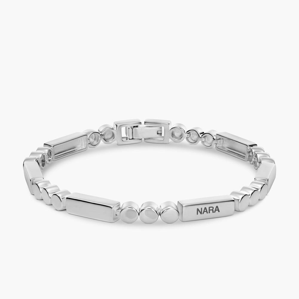 Engraved Mixed Dots Rectangle Bracelet - Silver-1 product photo