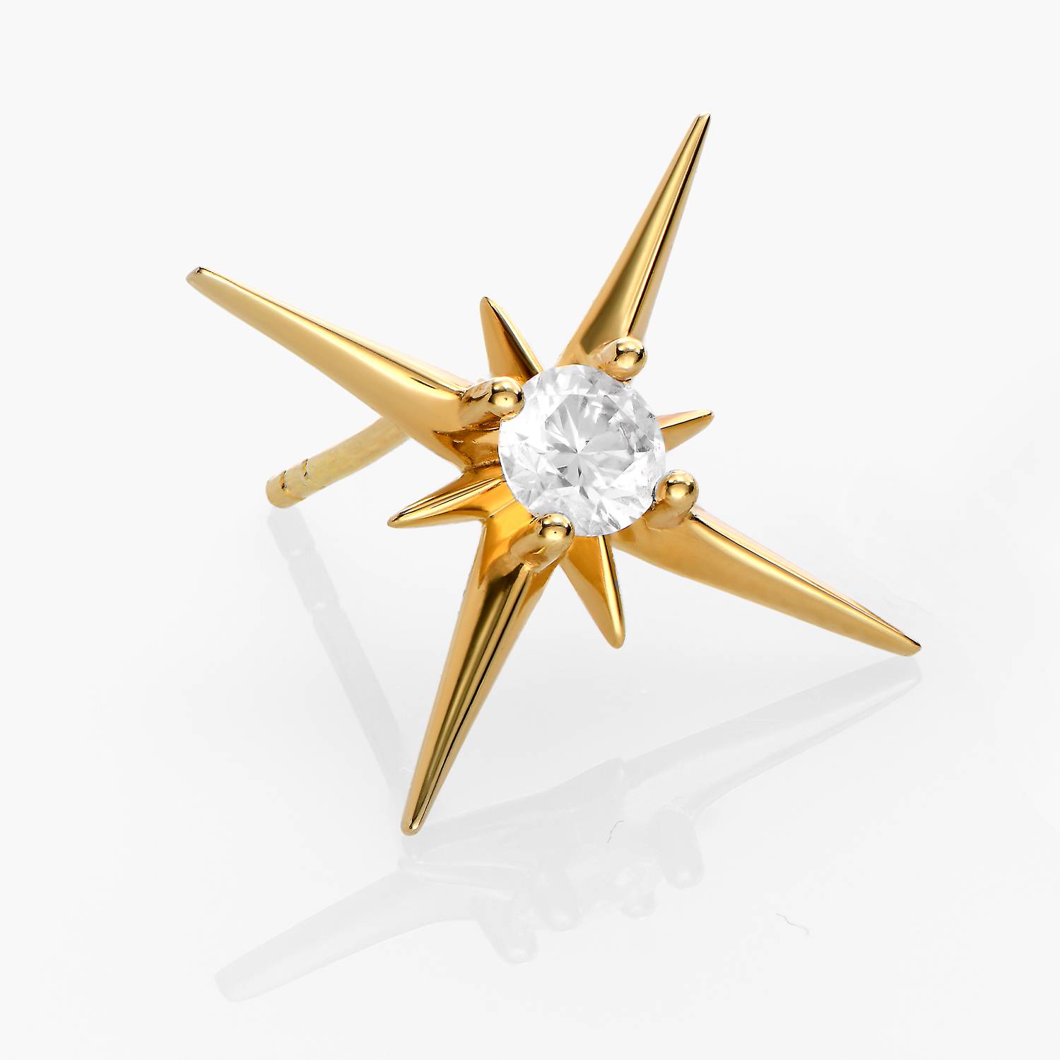 Northern Star Stud Earrings with 0.6 ct Diamond  - Gold Vermeil-4 product photo