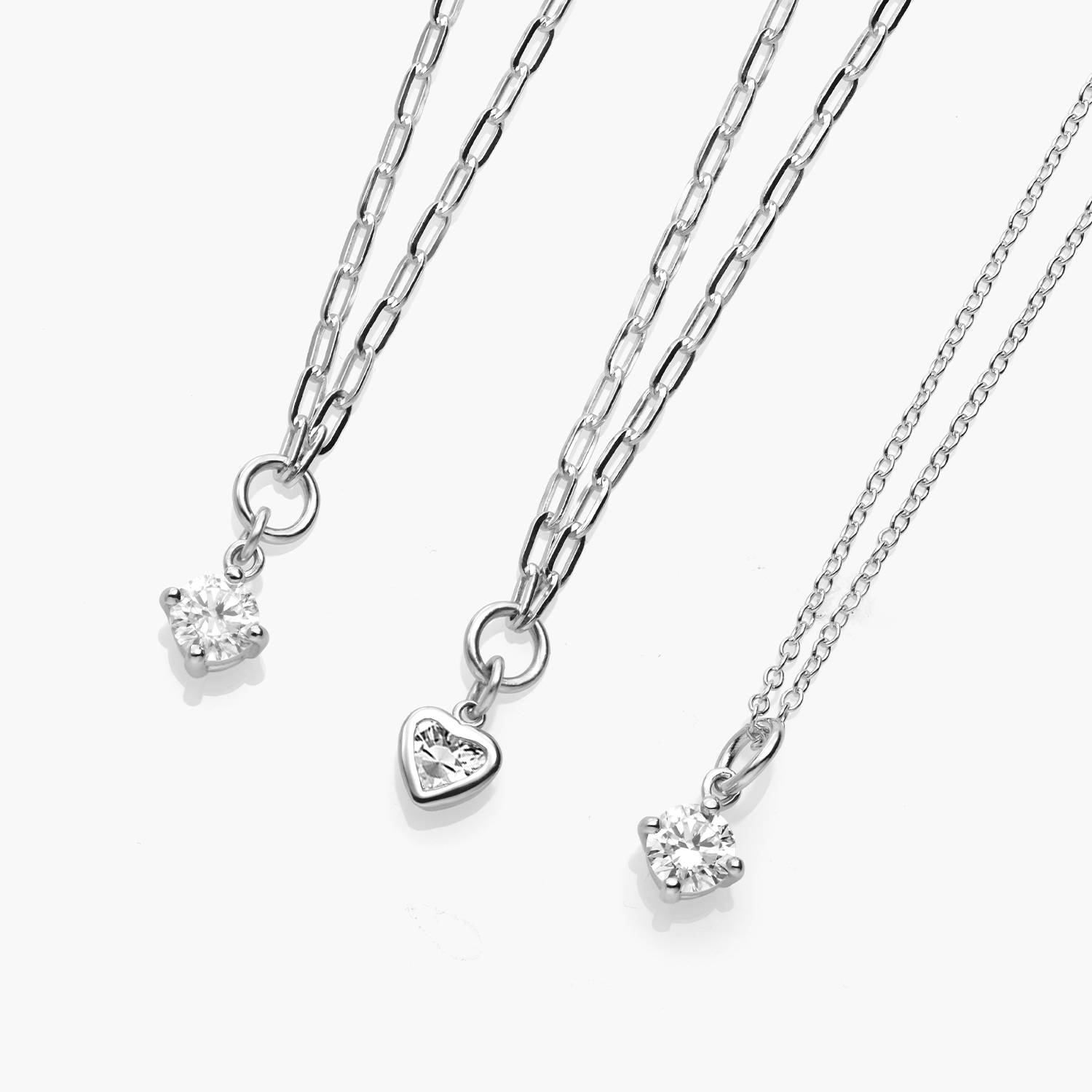 0.3 ct Round Shape Diamond Necklace - Silver-3 product photo