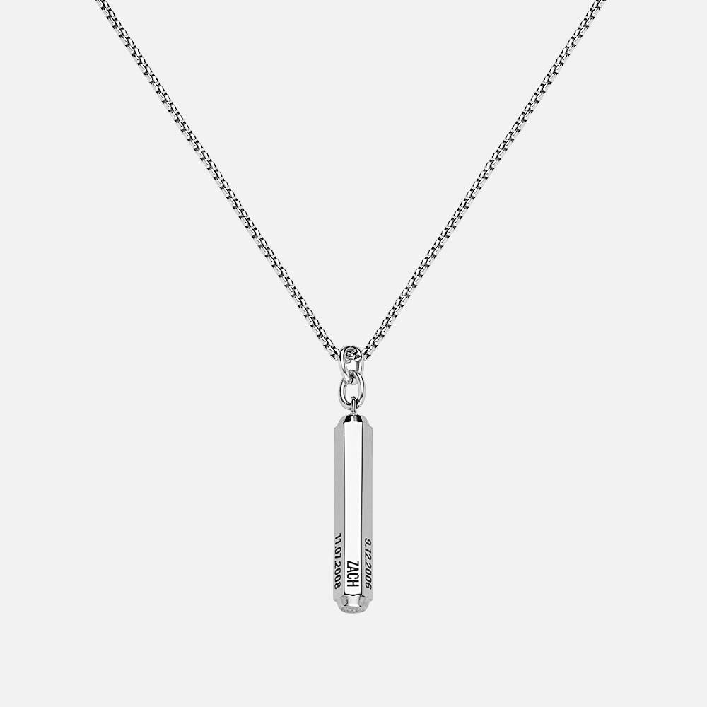 3D Engraved Hexagon Bar Necklace in Stainless Steel for Men-3 product photo