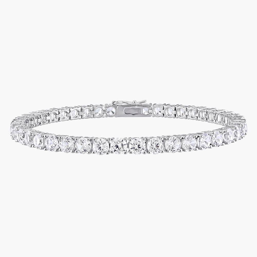 4.0mm Round Lab-Created White Sapphire Tennis Bracelet in Sterling Silver