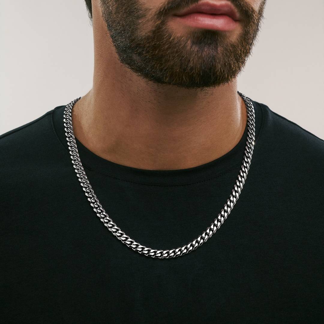 8 mm Cuban Chain Necklace with Engravable clasp-5 product photo