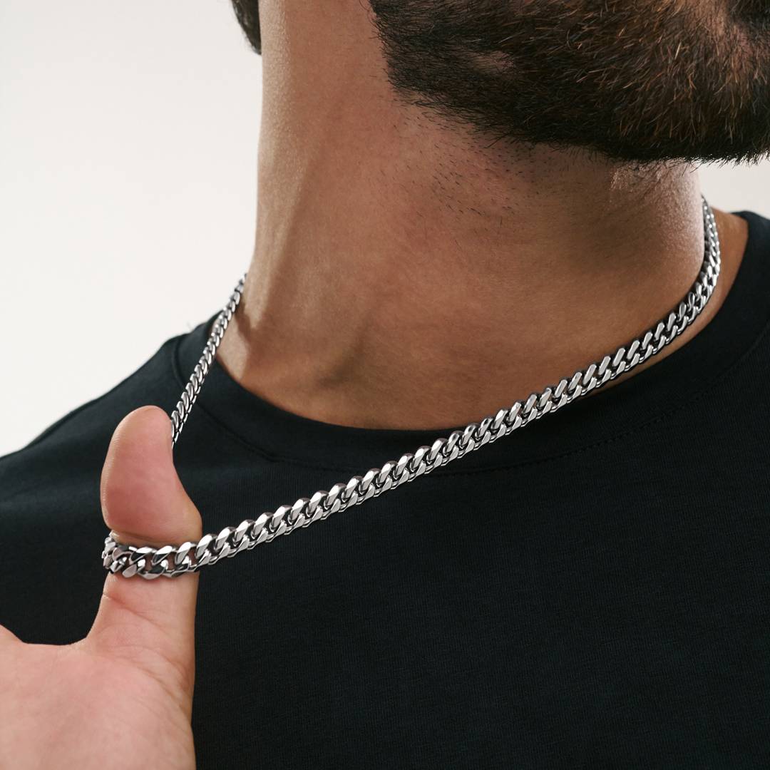 8 mm Cuban Chain Necklace with Engravable clasp-6 product photo