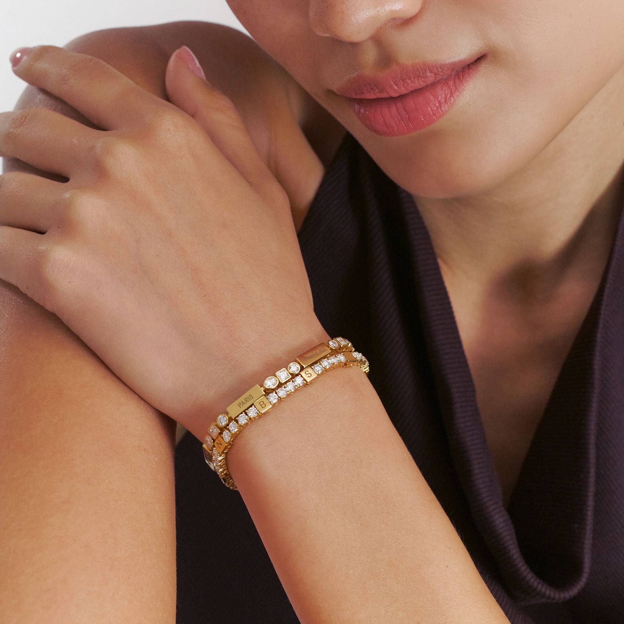 Advantage Engraved Tennis Bracelet - Gold Vermeil-3 Advantage Engraved Tennis Bracelet - Gold Vermeil-3 product photo