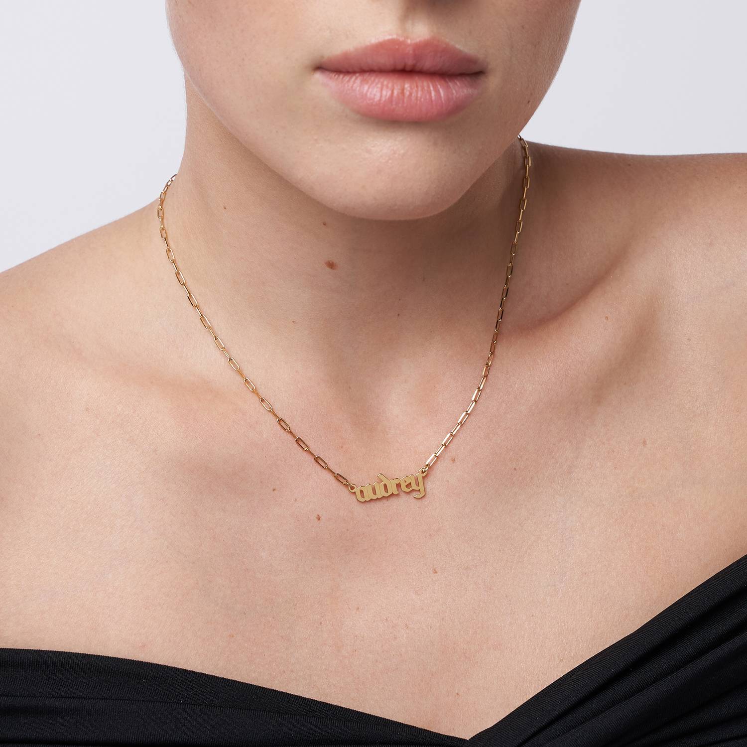 Alanis Paperclip Chain Name Necklace - Gold Vermeil-4 product photo