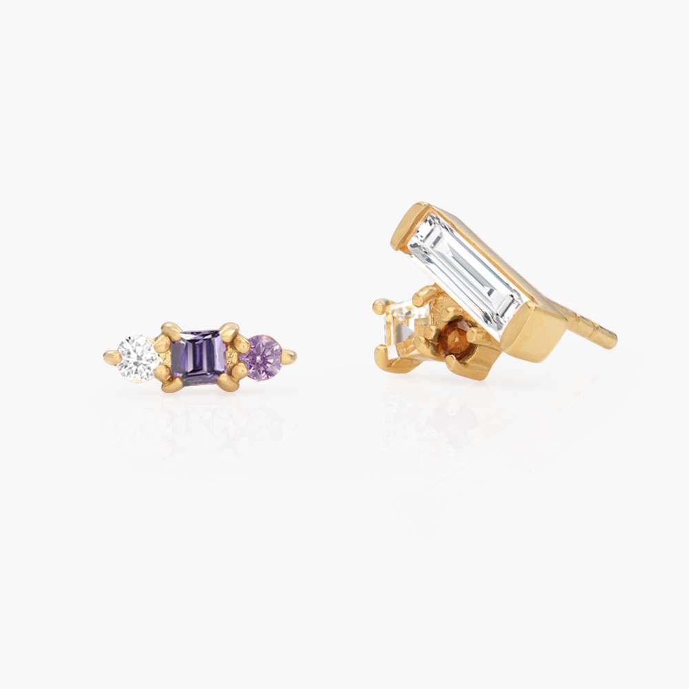 Asymmetric Angel Stud Earrings with Cubic Zirconia- Gold Vermeil product photo