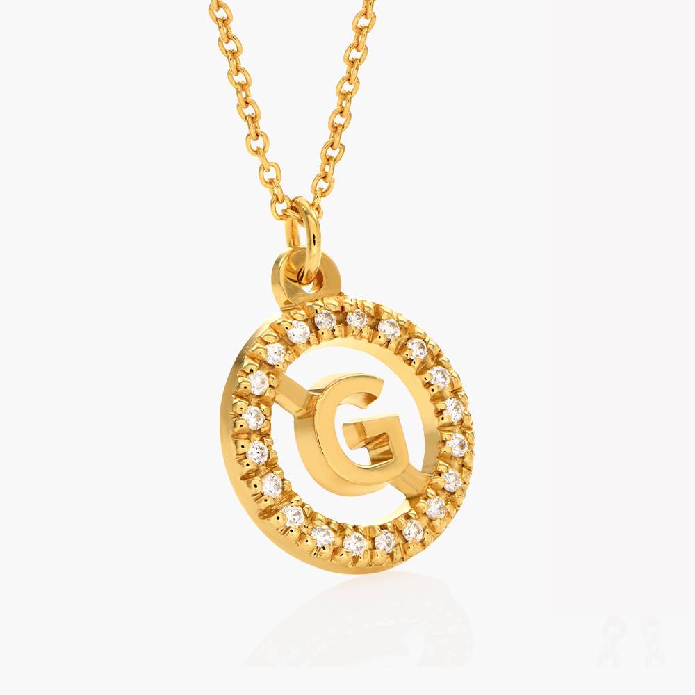 Aura Diamond initial Necklace - Gold Vermeil-1 product photo