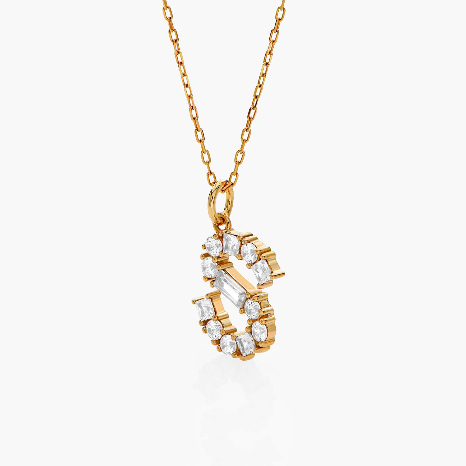 Baguette Cut Cubic Zirconia Initial Necklace - 14k Solid Gold product photo