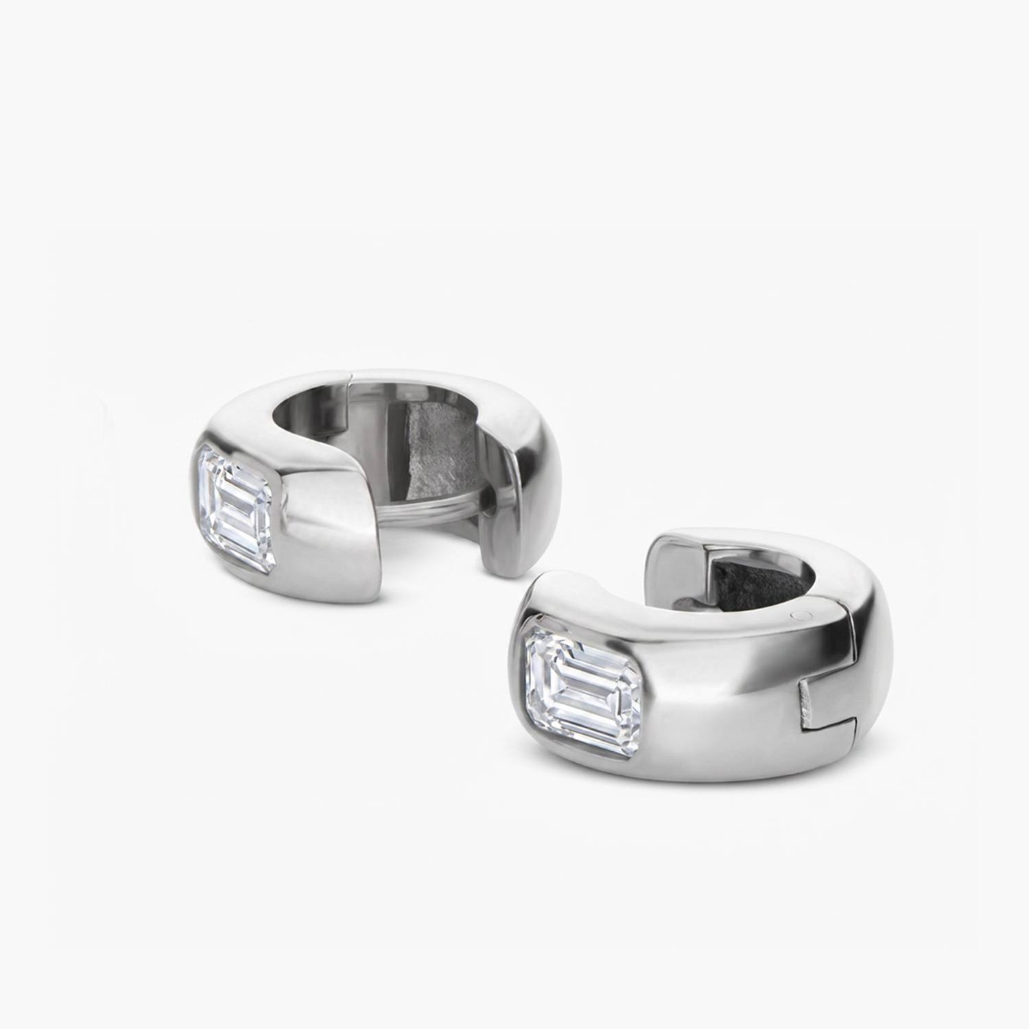Baguette Dome Huggies - Silver-2 product photo