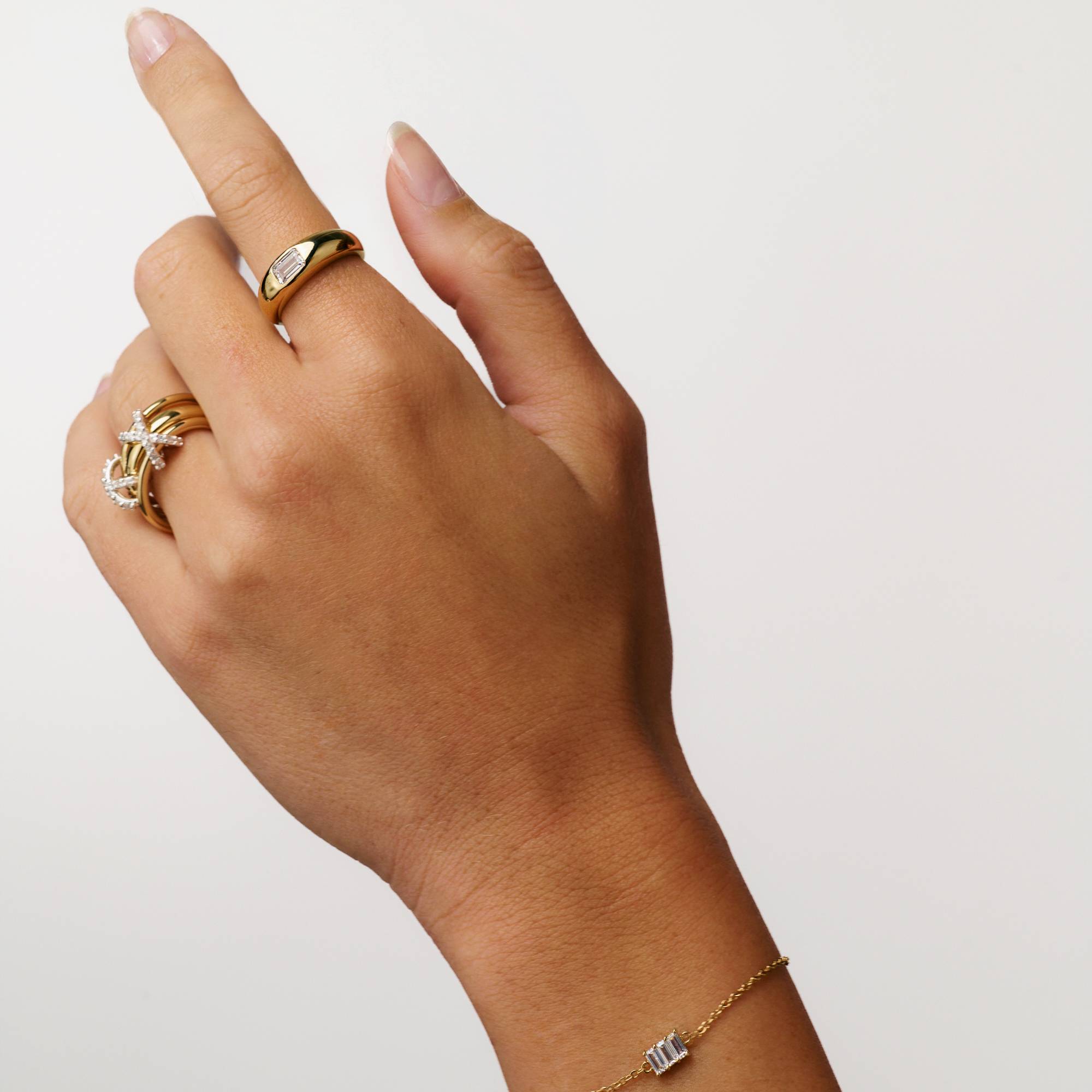 Baguette Dome Ring - Gold-4 product photo