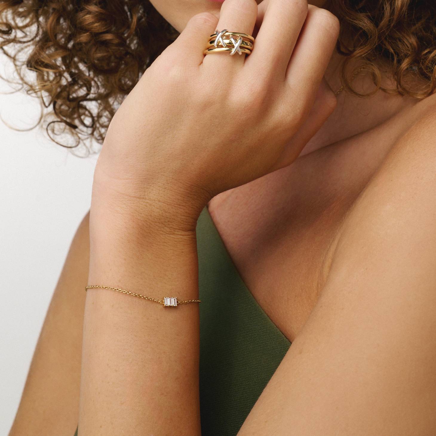 Baguette Stone Bracelet - Gold-4 product photo