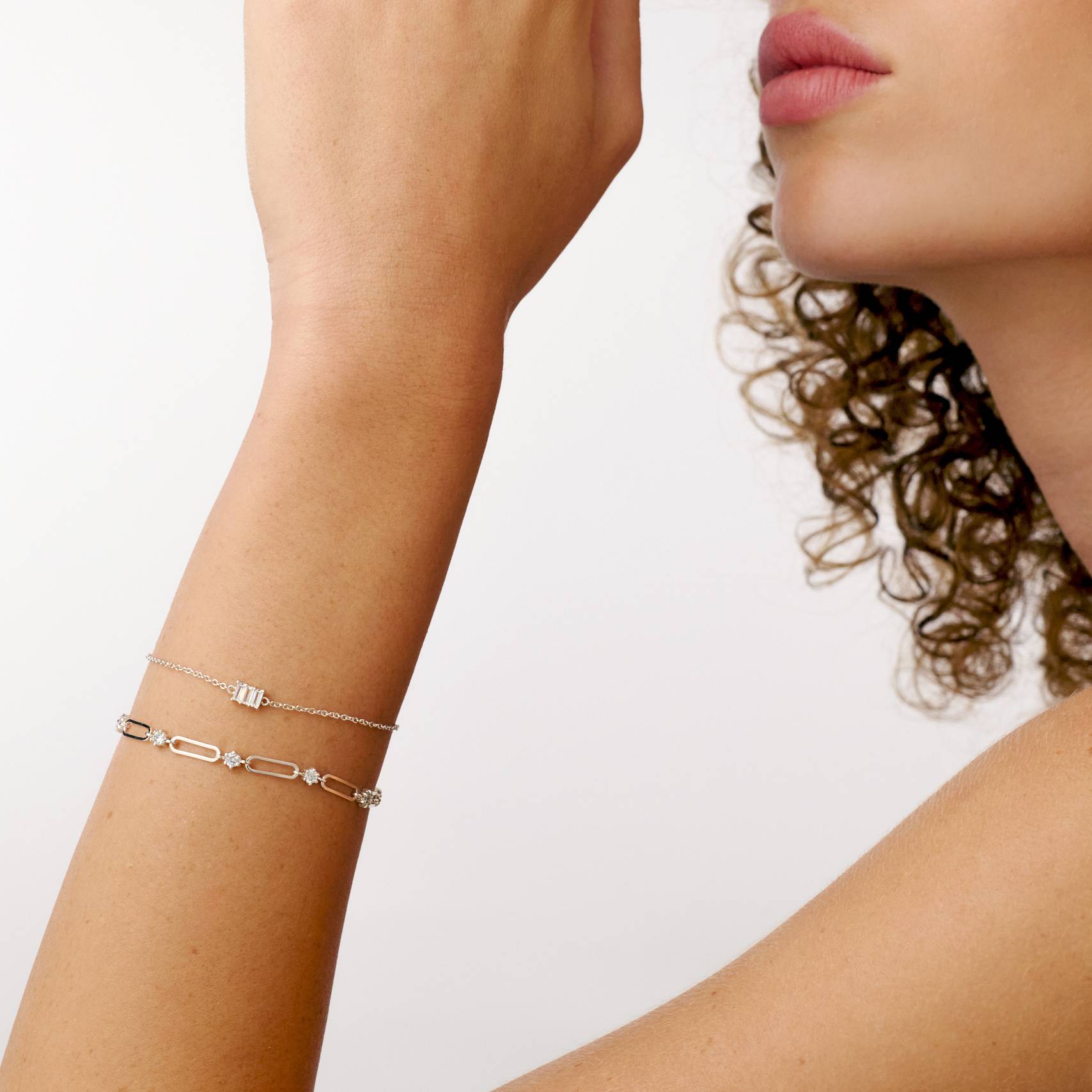 Baguette Stone Bracelet - Silver-2 product photo