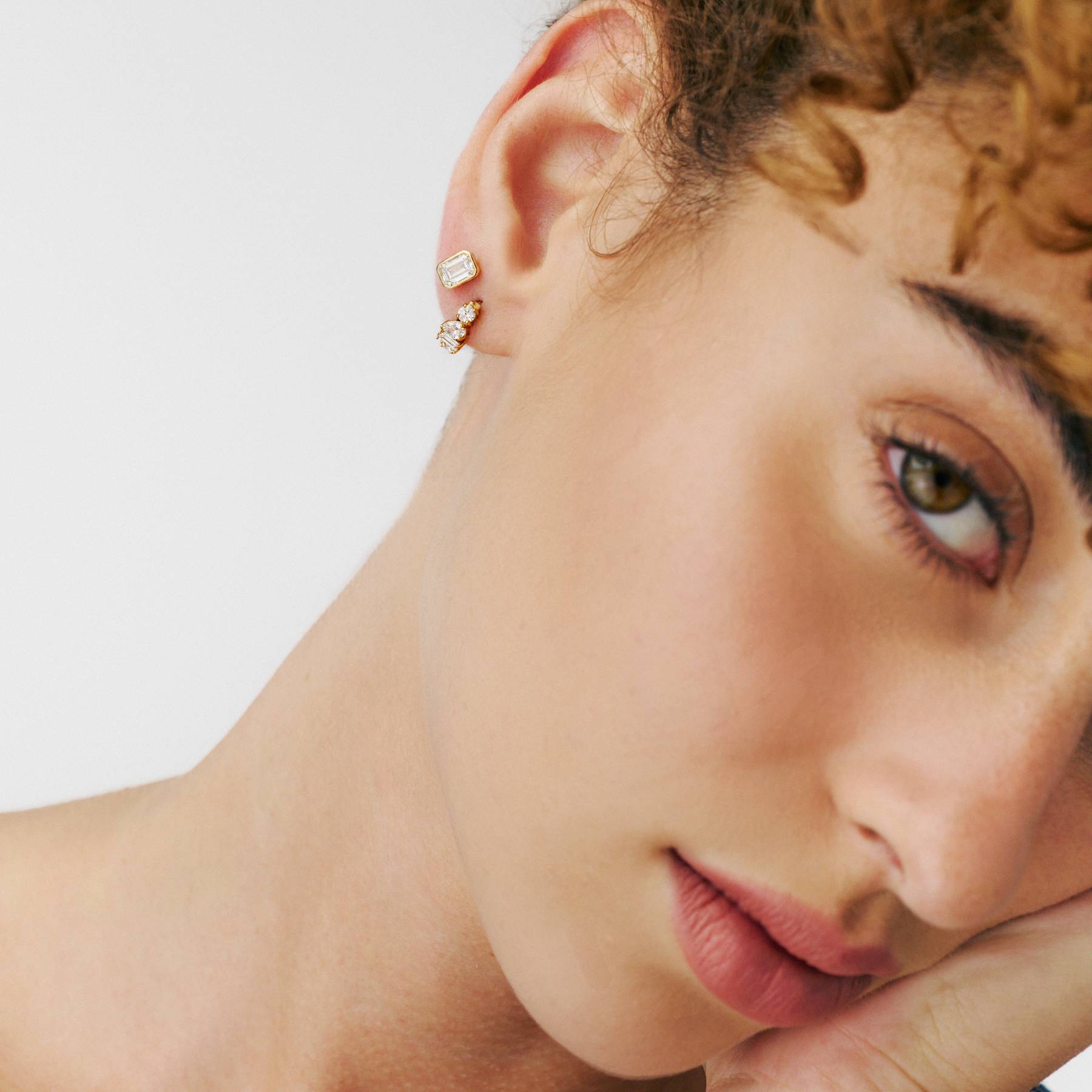 Baguette Stud earrings - Gold-4 product photo