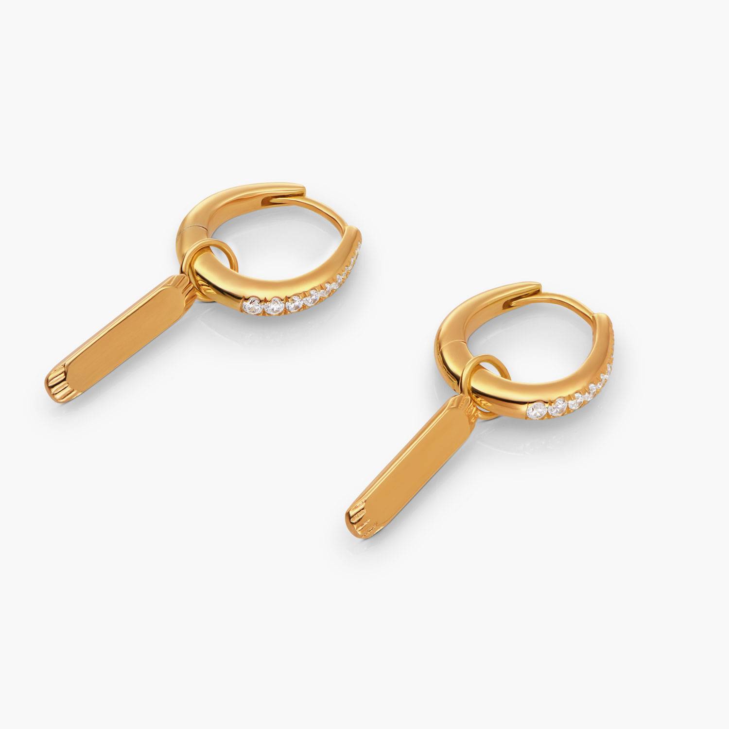 Bar Drop Hoops- Gold Vermeil-3 product photo