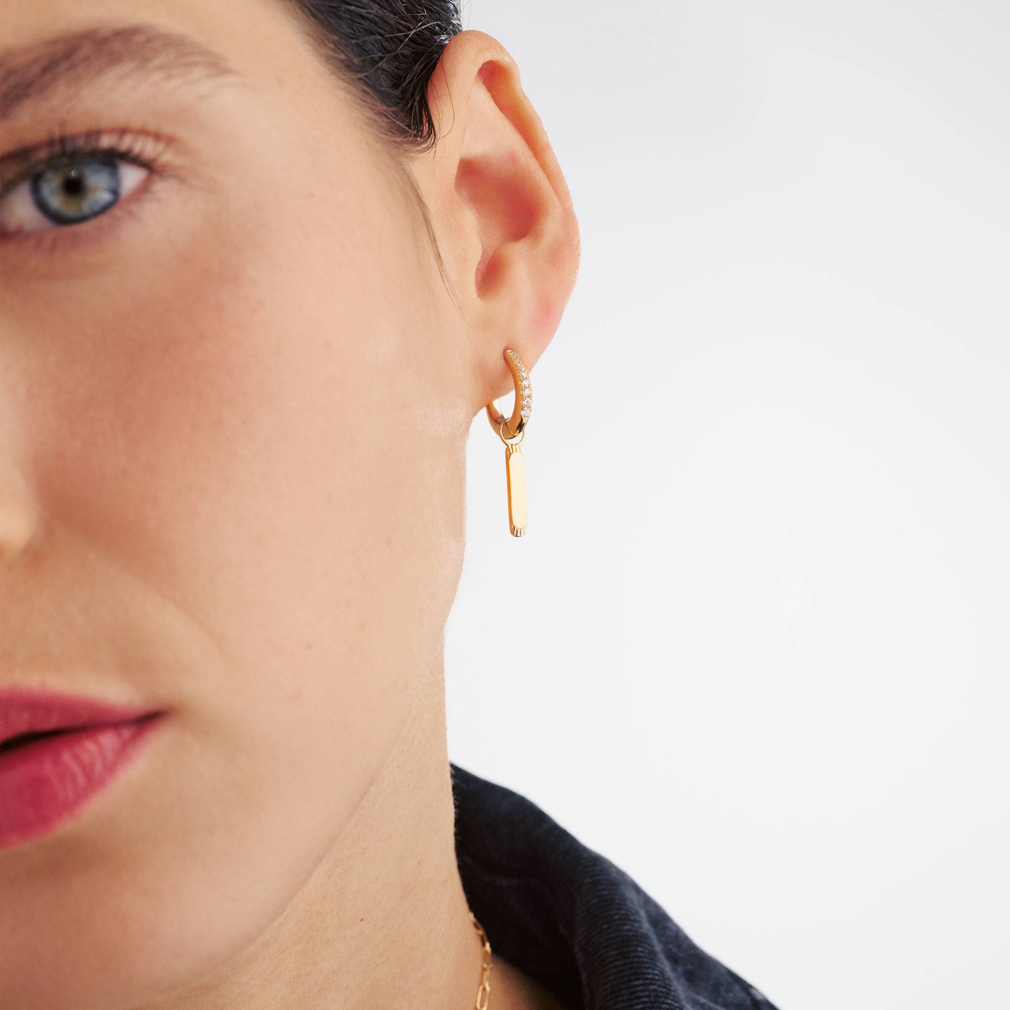 Bar Drop Hoops- Gold Vermeil-2 product photo