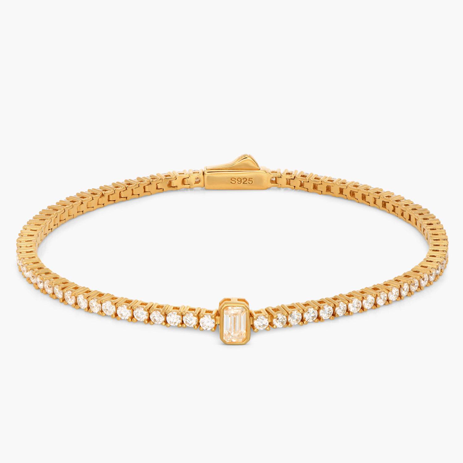 Baseline Engraved Tennis Bracelet- Gold Vermeil-4 Baseline Engraved Tennis Bracelet- Gold Vermeil-4 product photo