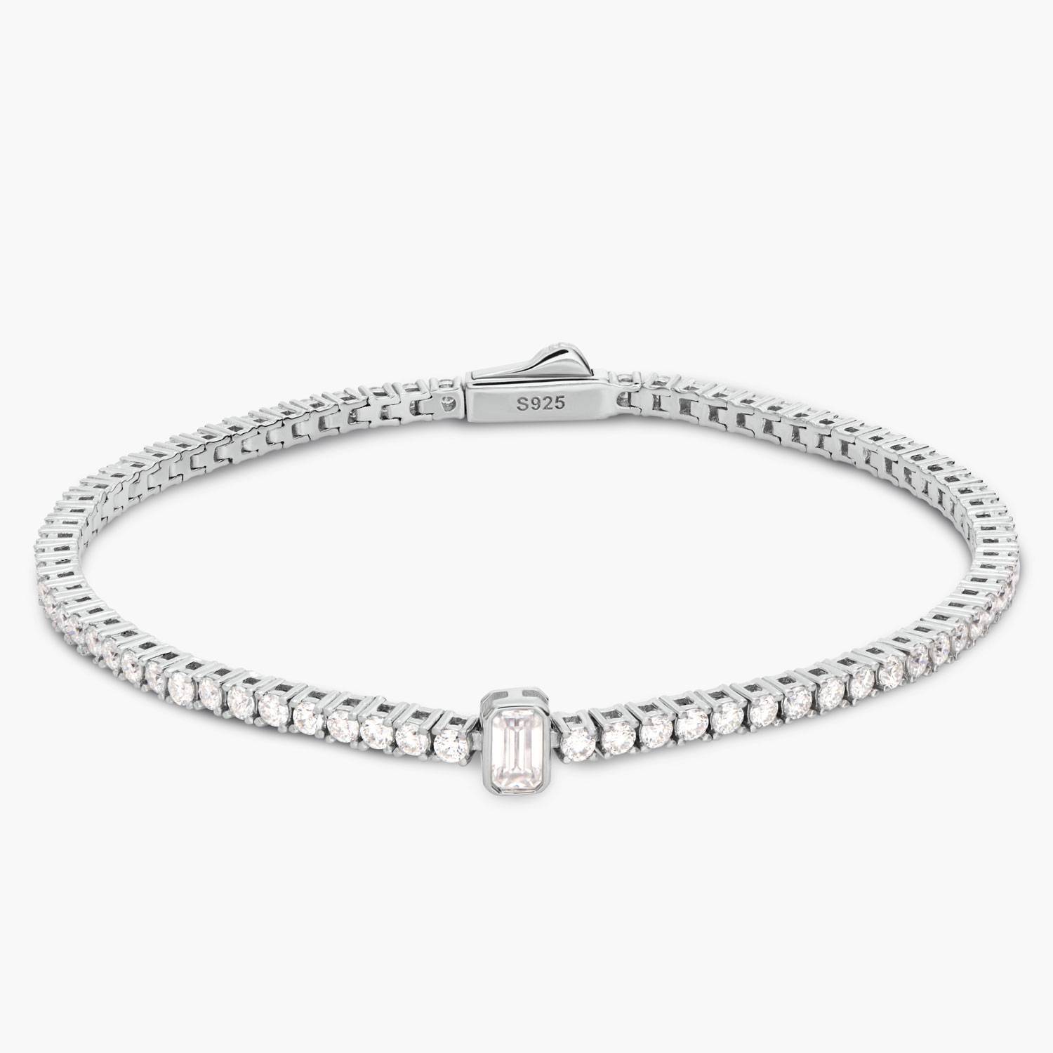 Baseline Engraved Tennis Bracelet- Silver product photo