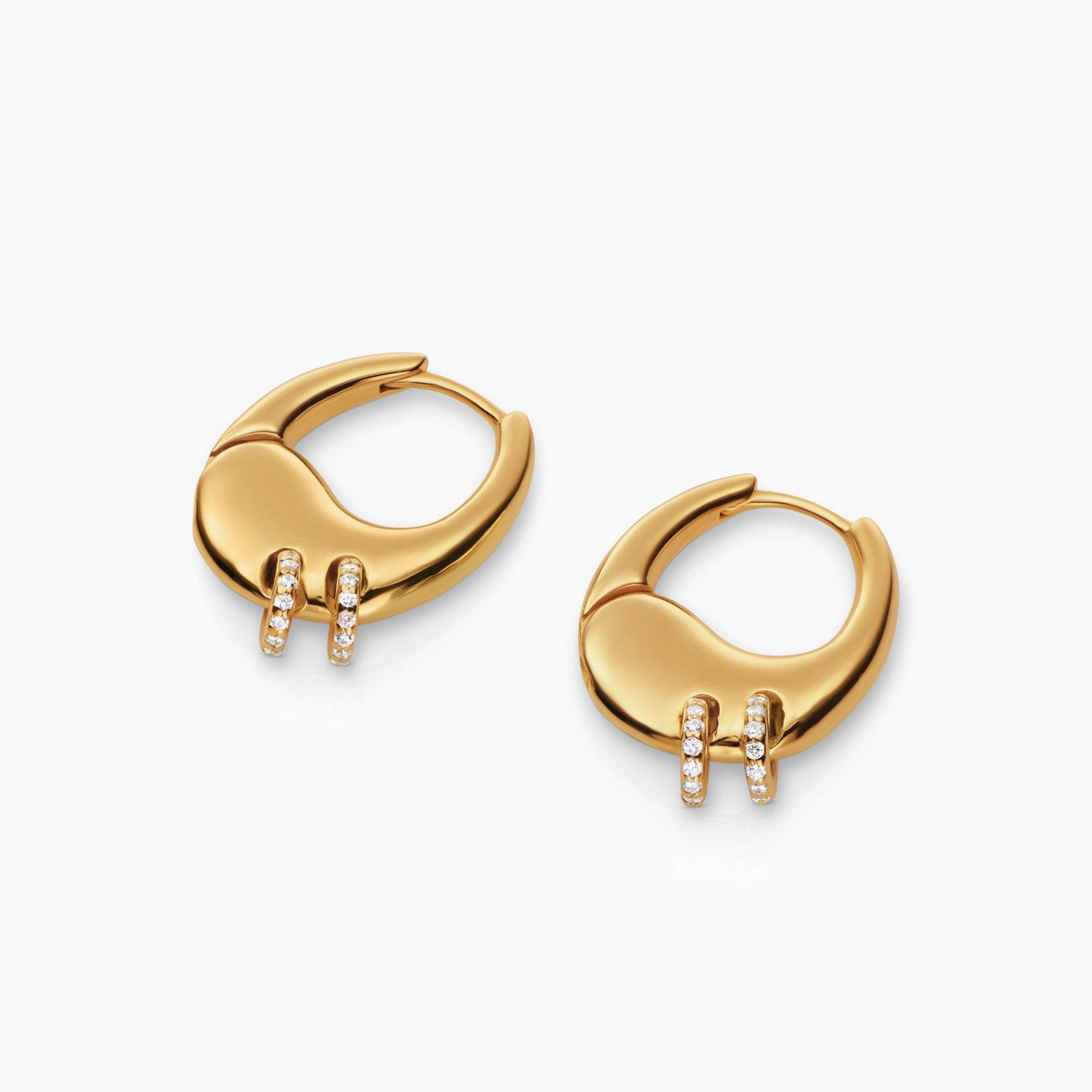 Bead Huggie Hoops- Gold Vermeil-4 product photo