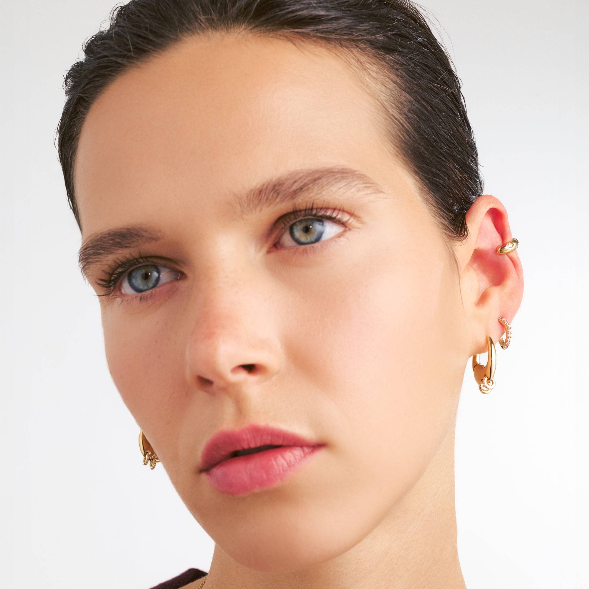 Bead Huggie Hoops- Gold Vermeil-2 product photo