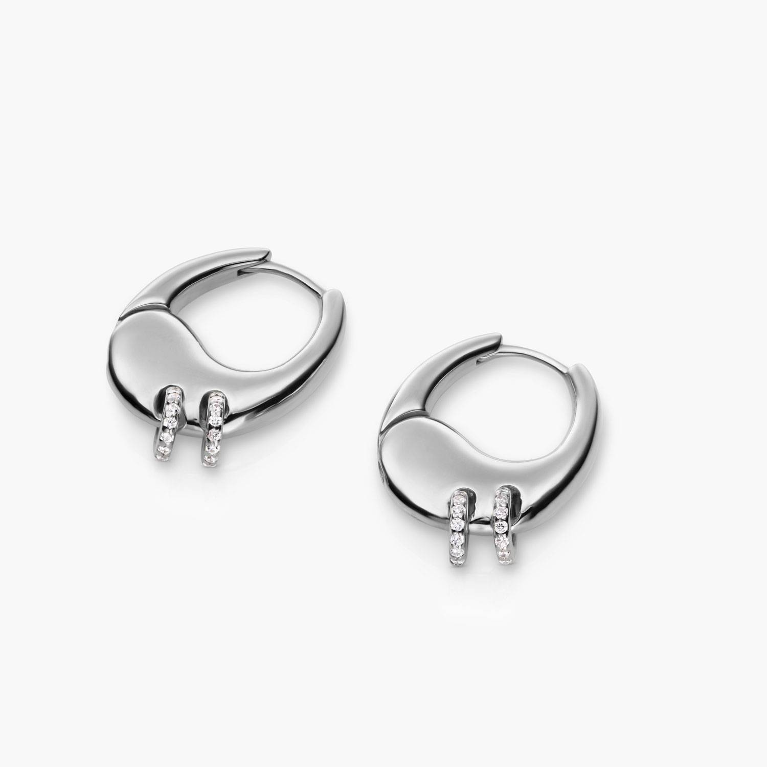 Bead Huggie Hoops- Silver-1 product photo