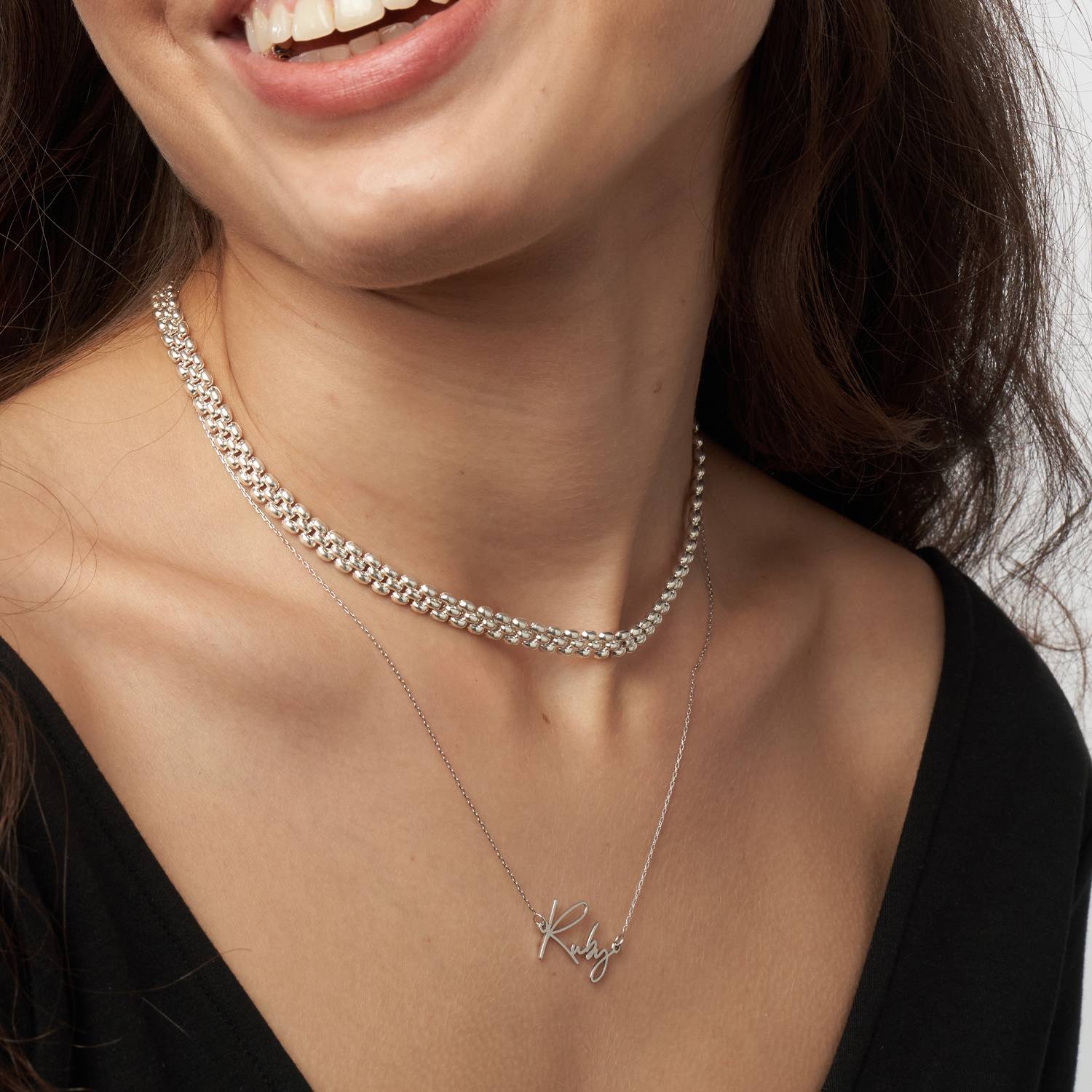Belle Custom Name Necklace - Sterling Silver - Oak & Luna